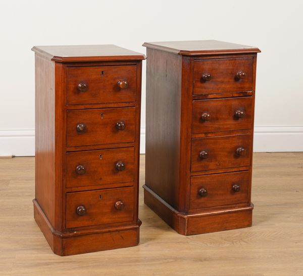 A PAIR OF 19TH CENTURY AND LATER MAHOGANY BEDSIDE CHESTS (2)