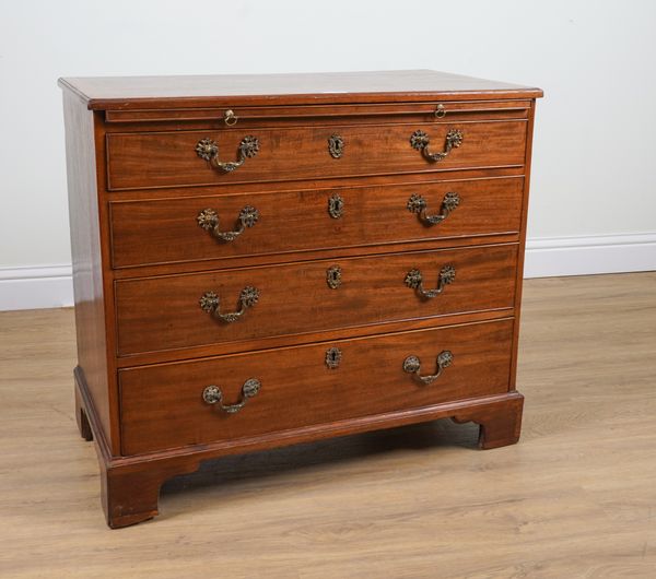 A GEORGE II CROSSBANDED MAHOGANY CHEST OF DRAWERS