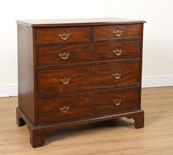 A GEORGE III CROSSBANDED MAHOGANY FIVE DRAWER CHEST