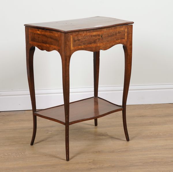 A GEORGE III INLAID MAHOGANY SERPENTINE LIFT TOP WASHSTAND