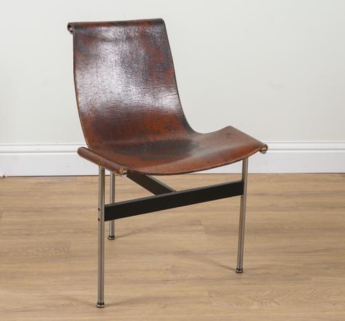 DOUGLAS KELLY, ROSS LINTTELL AND WILLIAM KATAVOLOS; A ‘T-CHAIR’ WITH TAN LEATHER UPHOLSTERY