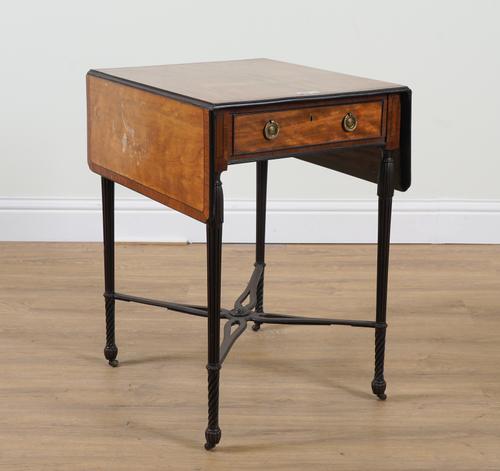 A 19TH CENTURY SATINWOOD DROP-FLAP TABLE