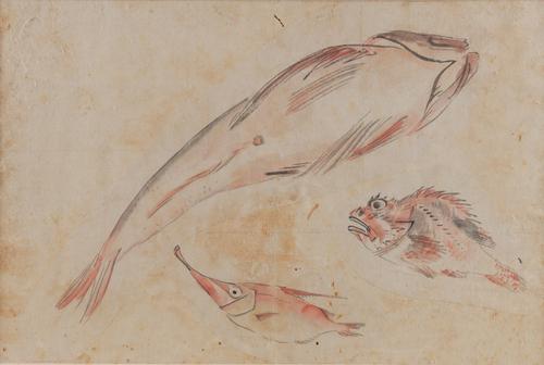 FOUR JAPANESE PAINTINGS OF FISH AND CRUSTACEA (4)