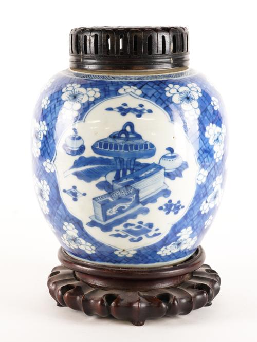 A CHINESE BLUE AND WHITE GINGER JAR