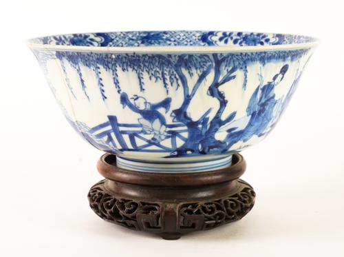 A CHINESE BLUE AND WHITE BOWL