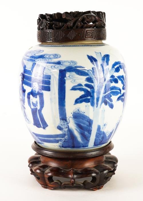 A CHINESE BLUE AND WHITE GINGER JAR