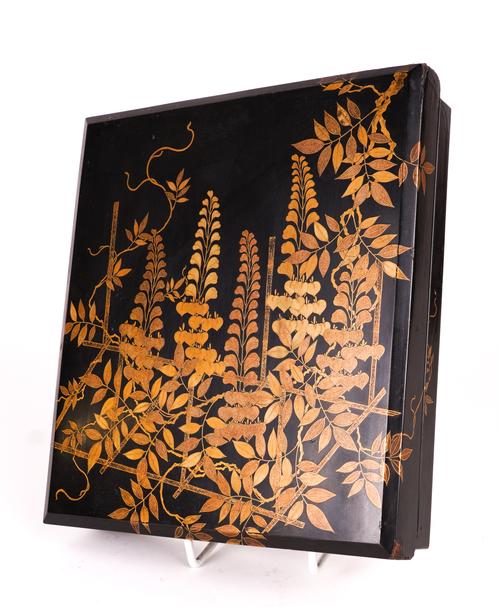 A JAPANESE BLACK LACQUER SUZURIBAKO ( WRITING BOX)