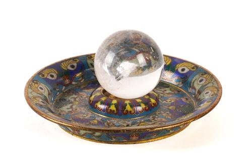 A CHINESE CLOISONNE SMALL CIRCULAR CUP STAND