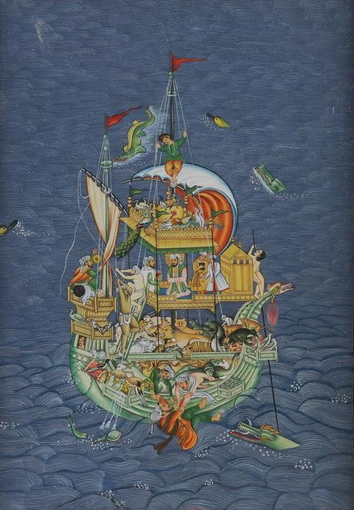 FIVE PERSIAN AND MUGHUL STYLE PAINTINGS