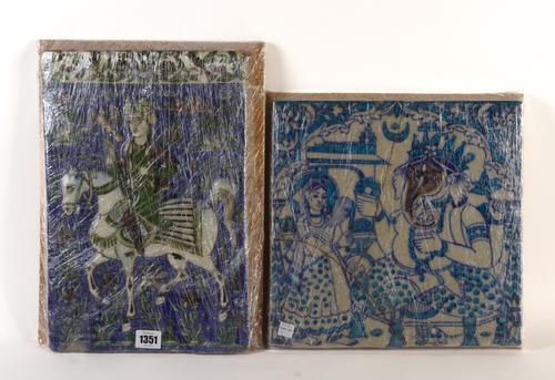 A QAJAR RELIEF MOULDED POTTERY TILE