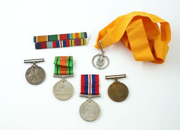 FOUR MEDALS, A MEDAL RIBBON BAR AND A SILVER SCOUTING MEDAL (6)