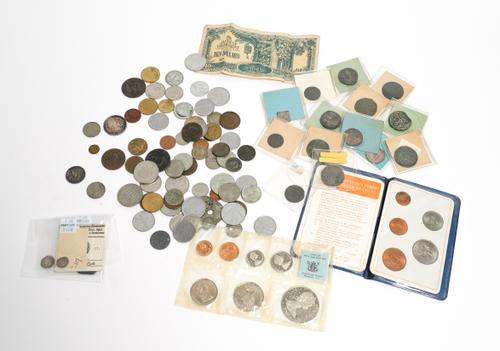 A COLLECTION OF ASIAN AND OTHER COINS (QTY)