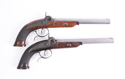 A PAIR OF GERMAN PERCUSSION TARGET PISTOLS BY TANNER OF HANNOVER (2)