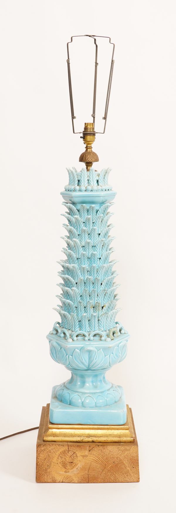 A SPANISH CASA PUPO TURQUOISE CERAMIC TABLE LAMP