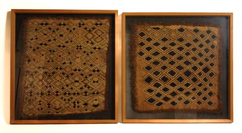 TWO AFRICAN KUBA WOVEN TEXTILE PANELS (2)