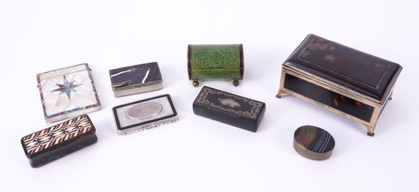 A GROUP OF VARIOUS SNUFF BOXES, CIGARETTE BOXES AND OTHERS (8)