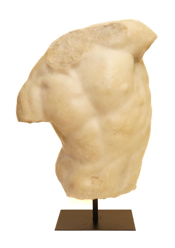 A LARGE RESIN TORSO OF APOLLO