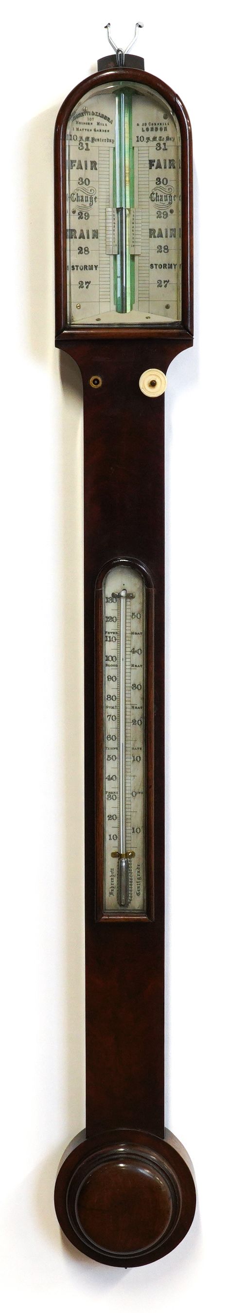 A VICTORIAN MAHOGANY STICK BAROMETER