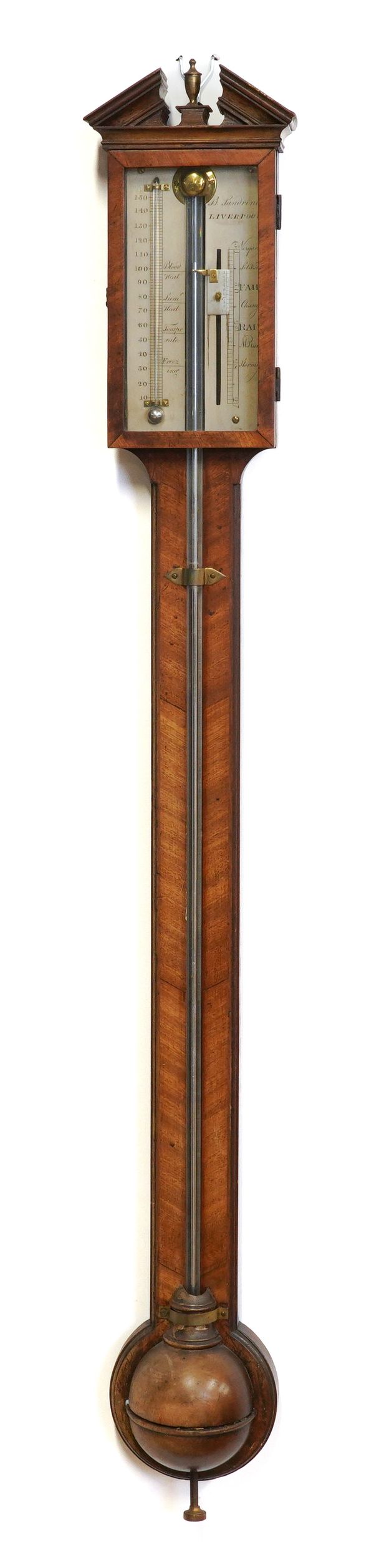 A GEORGE III MAHOGANY STICK BAROMETER