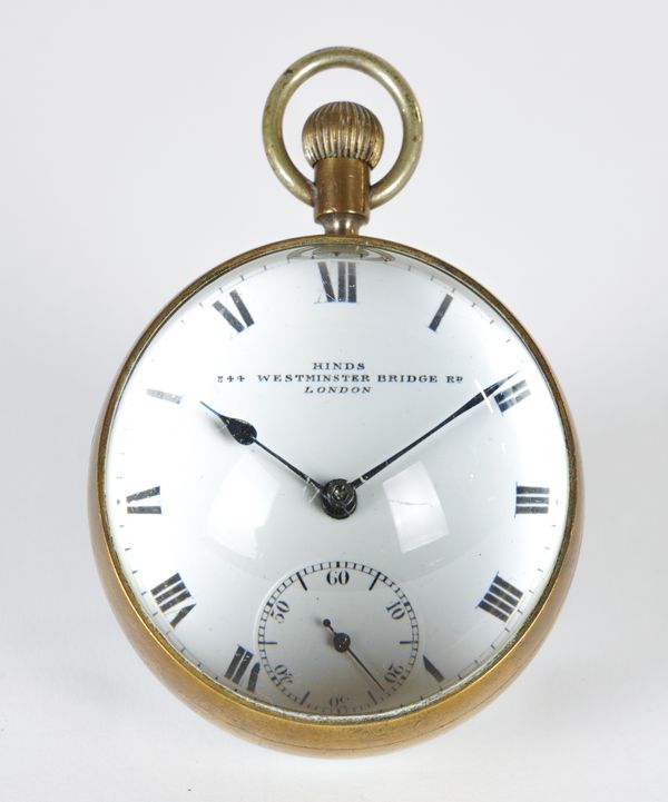 A SWISS BRASS AND GLASS BALL DESK WATCH