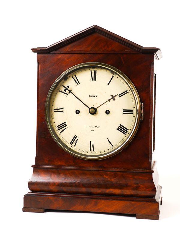 AN EARLY VICTORIAN MAHOGANY BRACKET CLOCK