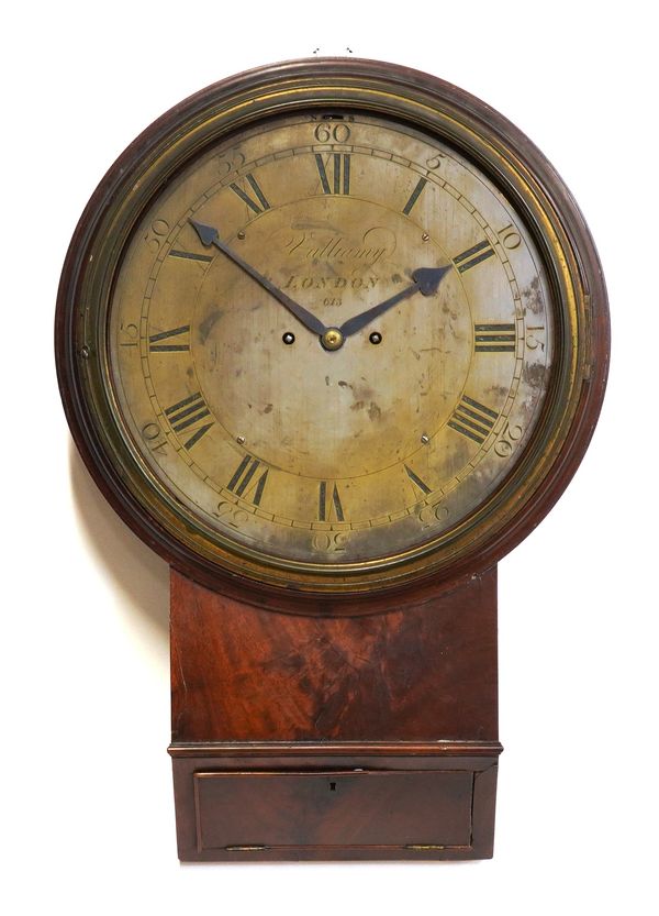 VULLIAMY No 613, A LATE GEORGE III MAHOGANY STRIKING DROP-DIAL WALL CLOCK