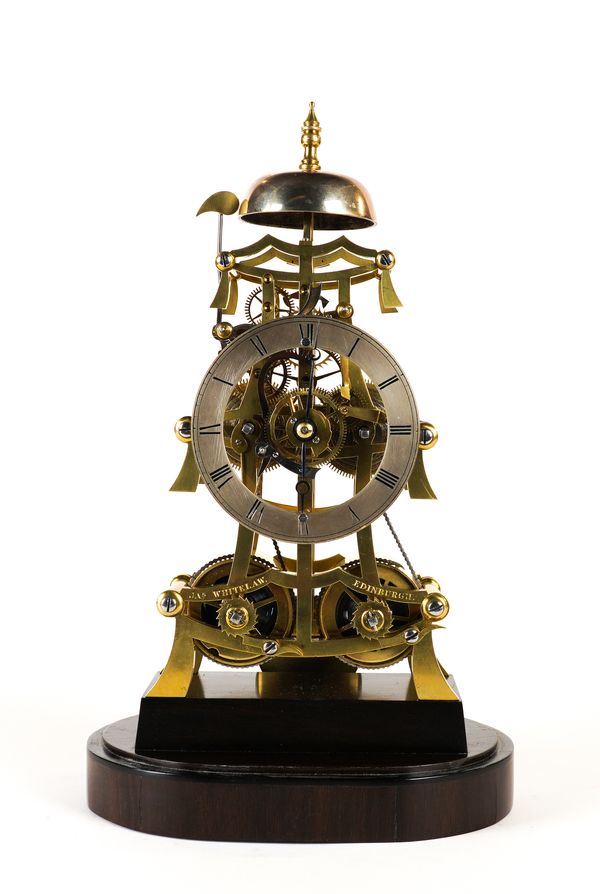 A VICTORIAN BRASS SKELETON CLOCK