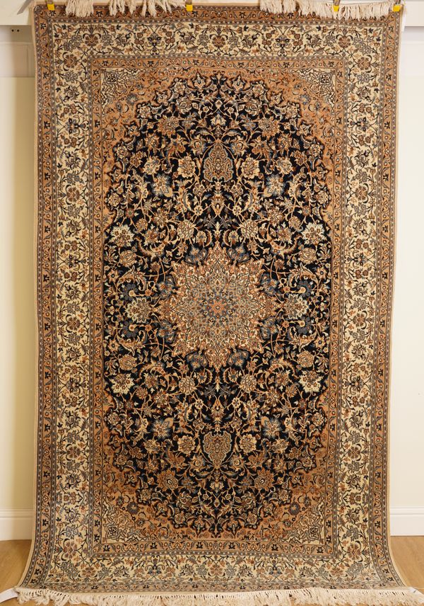 AN ESFAHAN PART SILK CARPET, PERSIAN