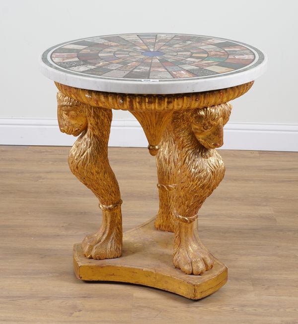 AN EARLY 19TH CENTURY ITALIAN CIRCULAR SPECIMEN MARBLE TABLE TOP