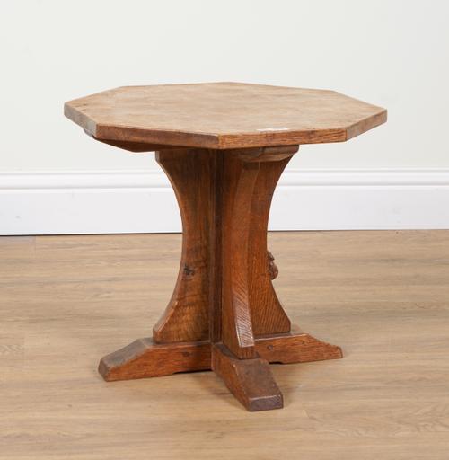 ROBERT ‘MOUSEMAN’ THOMPSON; A SOLID OAK OCTAGONAL COFFEE TABLE