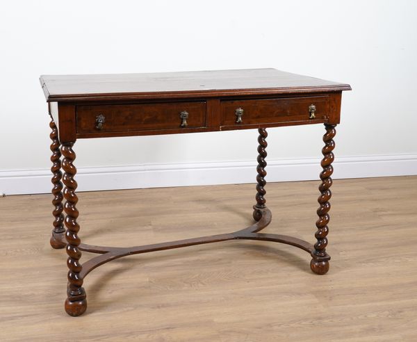A LATE 17TH CENTURY STYLE WALNUT FOUR DRAWER SIDE TABLE