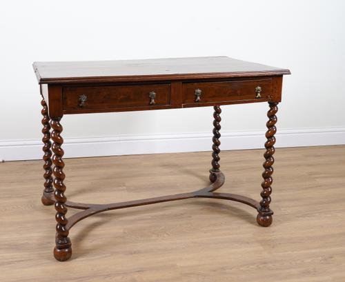 A LATE 17TH CENTURY STYLE WALNUT FOUR DRAWER SIDE TABLE