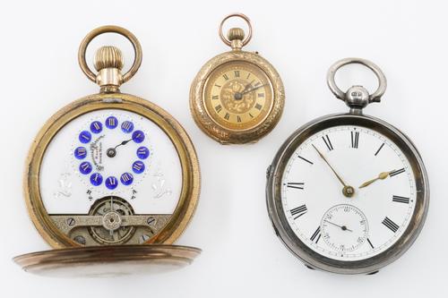 TWO POCKET WATCHES AND A FOB WATCH (3)