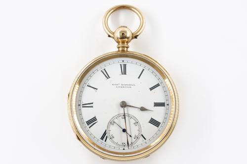 A GENTLEMAN'S 18CT GOLD CASED, KEYWIND, OPENFACED POCKET WATCH