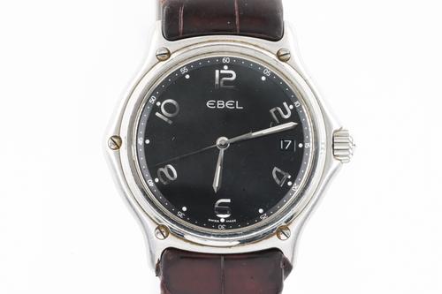 AN EBEL STEEL CASED GENTLEMAN'S QUARTZ WRISTWATCH