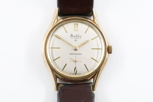 A BENTIMA STAR 9CT GOLD CIRCULAR CASED GENTLEMAN'S WRISTWATCH