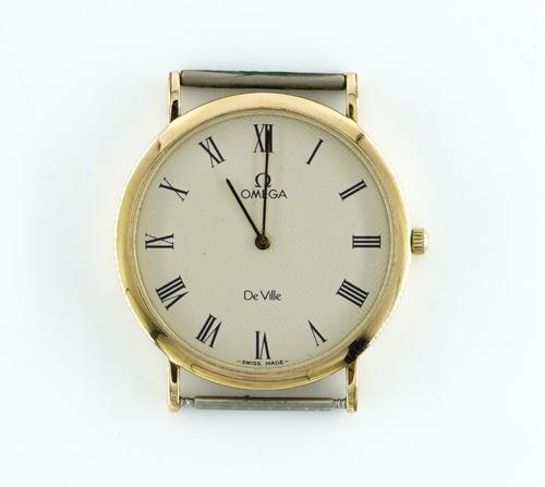 OMEGA DE VILLE. A GOLD PLATED QUARTZ WRISTWATCH