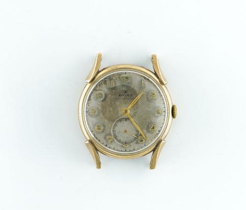 ROLEX. A 1950s 9CT GOLD MANUAL WIND WRISTWATCH