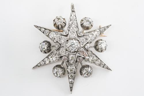 A VICTORIAN DIAMOND STAR BROOCH PENDANT