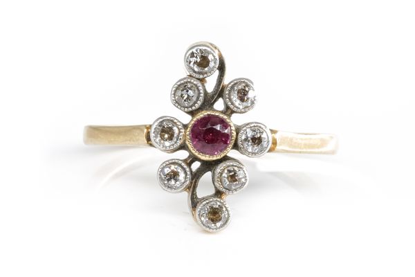 AN EDWARDIAN RUBY AND DIAMOND RING