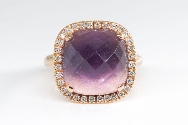 AN AMETHYST AND DIAMOND RING