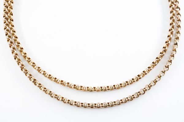 A VICTORIAN GOLD LONG GUARD CHAIN