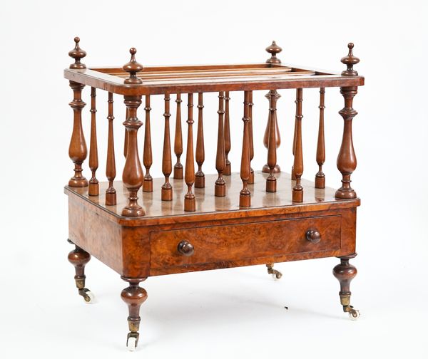 A Victorian figured walnut three division Canterbury