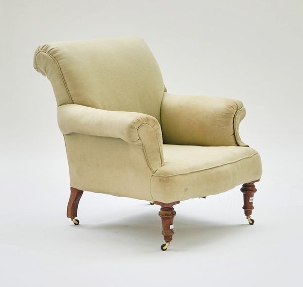 Cornelius V Smith; A 19th century mahogany framed easy armchair