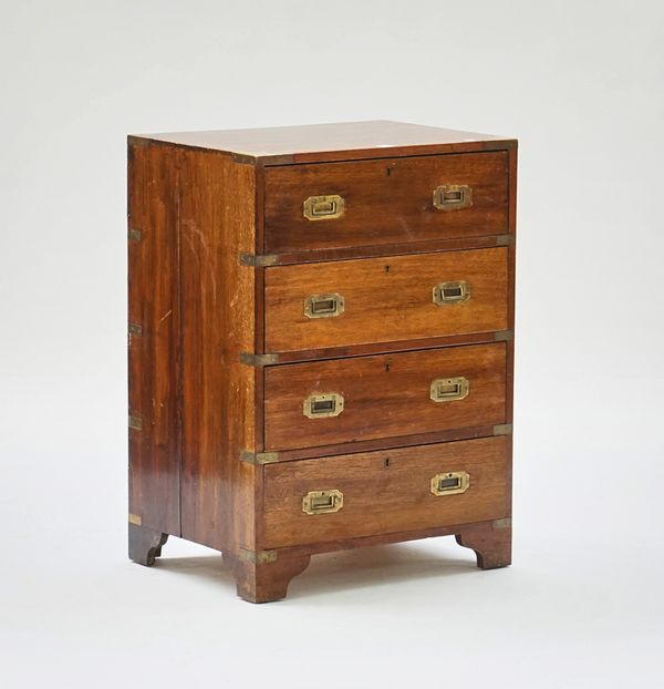 A small brass bound mahogany Campaign style chest