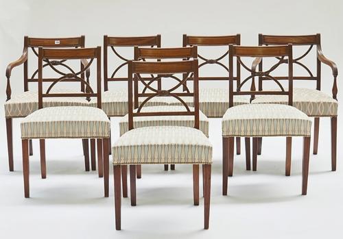A set of eight George IV mahogany dining chairs