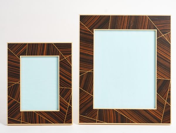 LINLEY; Two sycamore and Macassar ebony photograph frames