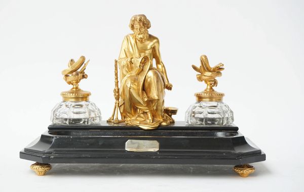 A French black marble and gilt-metal ink stand