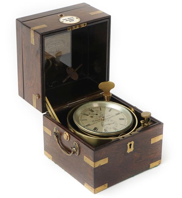 A rosewood and brass-bound two-day marine chronometer