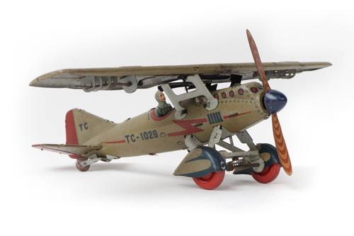 A German TippCo tinplate clockwork plane